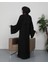 Zincir Nakışlı Dubai Ipeği Siyah Abaya - Kimono 3