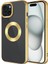 Apple iPhone 15 - Uyumlu Tek Kamera Çerçeveli Logo Gösteren More TR Omega Kapak-Gold 1