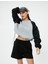 Crop Sweatshirt Renk Bloklu Beli Ayarlanabilir Lastikli Bisiklet Yaka 1