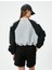 Crop Sweatshirt Renk Bloklu Beli Ayarlanabilir Lastikli Bisiklet Yaka 4