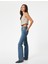 Nervürlü Ispanyol Paça Kot Pantolon Dar Kesim Cepli - Victoria Slim Flare Jeans 1