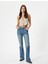 Nervürlü Ispanyol Paça Kot Pantolon Dar Kesim Cepli - Victoria Slim Flare Jeans 2