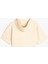 Kapüşonlu Crop Sweatshirt Spor Kısa Kollu Baskı Detaylı Pamuklu 2