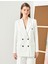 Oversize Blazer Ceket Kruvaze Ters Yaka Astarlı Kapaklı Çift Cep 5