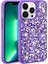 Apple iPhone 13 Pro Max - Uyumlu Parlak Taşlı Tasarım Linea Kapak-Mor 1
