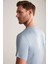 Bisiklet Yaka Açık Mavi Basic T-Shirt 3