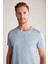 Bisiklet Yaka Açık Mavi Basic T-Shirt 4