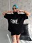 Unisex Baskılı Yarım Fermuarlı T-Shirt - Siyah 1