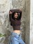 Acı Kahve Kare Yaka Uzun Kollu Slimfit Basic Body 27053 2
