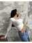 Beyaz Kare Yaka Uzun Kollu Slimfit Basic Body 27053 3