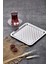 Damalı 6 Adet Kare Sunum Tepsisi Gümüş Çelik Gümüş Sunum 21 x 21 cm Çay Kahve Tatlı Servis Sunum 4