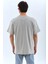 Unisex Oversize Taşlı Bisiklet Yaka T-Shirt - Gri 2