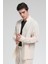 R-3608 Hakim V Yaka Uzun Kol Oversize Keten Karışımlı Gömlek 2