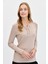 Kadın Omzu ve Yakası Iğne Işli Pamuklu Bluz Vizon 2