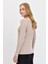 Kadın Omzu ve Yakası Iğne Işli Pamuklu Bluz Vizon 4