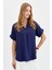Kadın Önü Tokalı Bluz Lacivert 4