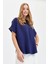 Kadın Önü Tokalı Bluz Lacivert 5