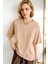 Kadın Camel Basic Düz Baskısız Oversize Salas Boyfriend T-Shirt 1