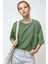 Kadın Açık Yeşil Basic Düz Baskısız Oversize Salas Boyfriend T-Shirt 1