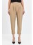 Kadın Geniş Kemerli Paçası Düğmeli Keten Pantolon Camel 4