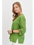 Kadın Açma Yaka Yakası Etnik Nakışlı Gömlek Yeşil 4