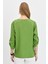 Kadın Açma Yaka Yakası Etnik Nakışlı Gömlek Yeşil 5
