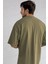 Erkek Haki Yeşili Bisiklet Yaka Düz Basic Baskısız Oversize Salas T-Shirt 2