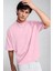 Erkek Pembe Basic Düz Baskısız Oversize Salas Boyfriend T-Shirt 1