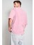Erkek Pembe Basic Düz Baskısız Oversize Salas Boyfriend T-Shirt 2