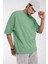 Erkek Açık Yeşil Basic Düz Baskısız Oversize Salas Boyfriend T-Shirt 1