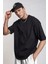 Erkek Siyah Basic Düz Baskısız Oversize Salas Boyfriend T-Shirt 1