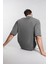 Erkek Füme Bisiklet Yaka Düz Basic Baskısız Oversize Salas T-Shirt 2