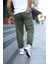 Unisex Üç Iplik Şardonlu Haki Jogger Eşofman 2