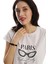 Kadın Paris Yazı Baskılı Crop T-Shirt Beyaz 2