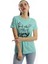 Kadın Good Vibes Only Yazı Baskılı T-Shirt Turkuaz 2