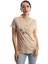Kadin Bisiklet Yaka Baskılı Basic T-Shirt Bej 1