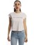 Kadın Bisiklet Yaka Baskılı Crop T-Shirt Beyaz 1