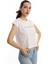 Kadın Bisiklet Yaka Baskılı Crop T-Shirt Beyaz 3
