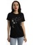 Kadin Bisiklet Yaka Baskılı Basic T-Shirt Siyah 1