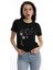 Kadin Bisiklet Yaka Baskılı Basic T-Shirt Siyah 2