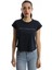 Kadın Bisiklet Yaka Baskılı Crop T-Shirt Lacivert 1