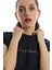 Kadın Bisiklet Yaka Baskılı Crop T-Shirt Lacivert 4