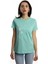 Kadin Bisiklet Yaka Baskılı Basic T-Shirt Turkuaz 1