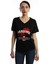 Kadın Sardinia Baskılı V Yaka T-Shirt Siyah 1