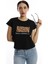 Kadın Pars Desen Baskılı Crop T-Shirt Siyah 1