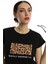 Kadın Pars Desen Baskılı Crop T-Shirt Siyah 3