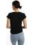 Kadın Pars Desen Baskılı Crop T-Shirt Siyah 4