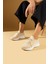 Faina Kadın Sneakers Triko Dokumalı Bağcıklı Spor Ayakkabı Bej 2