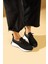 Faina Kadın Sneakers Triko Dokumalı Bağcıklı Spor Ayakkabı Siyah 2