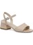 24S-098 4Fx Bej Kadın Topuklu Sandalet 2